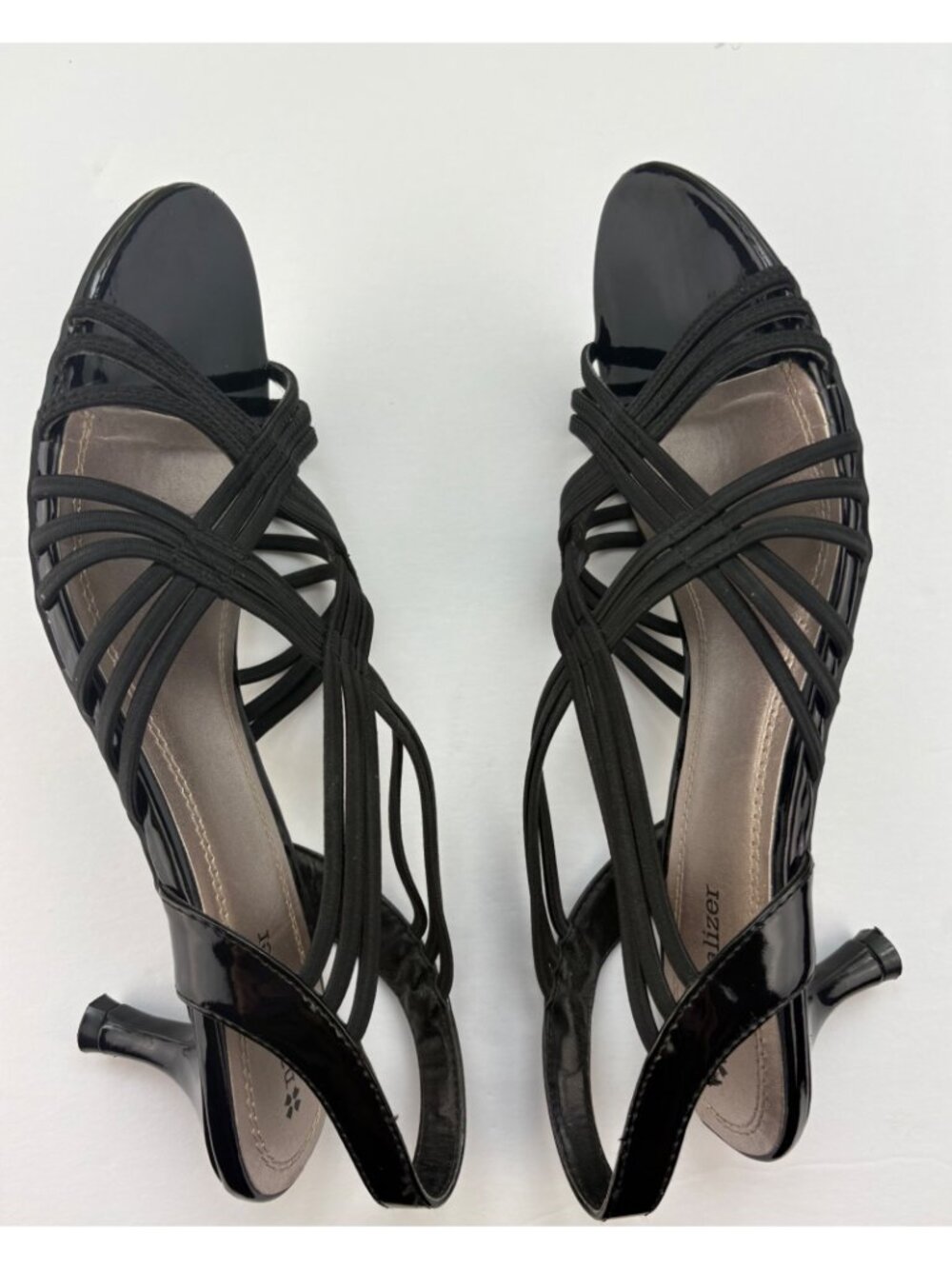 Naturalizer Black Patent Strappy Slingback Kitten Heels Sandal Size 9.5 M - Picture 8 of 10